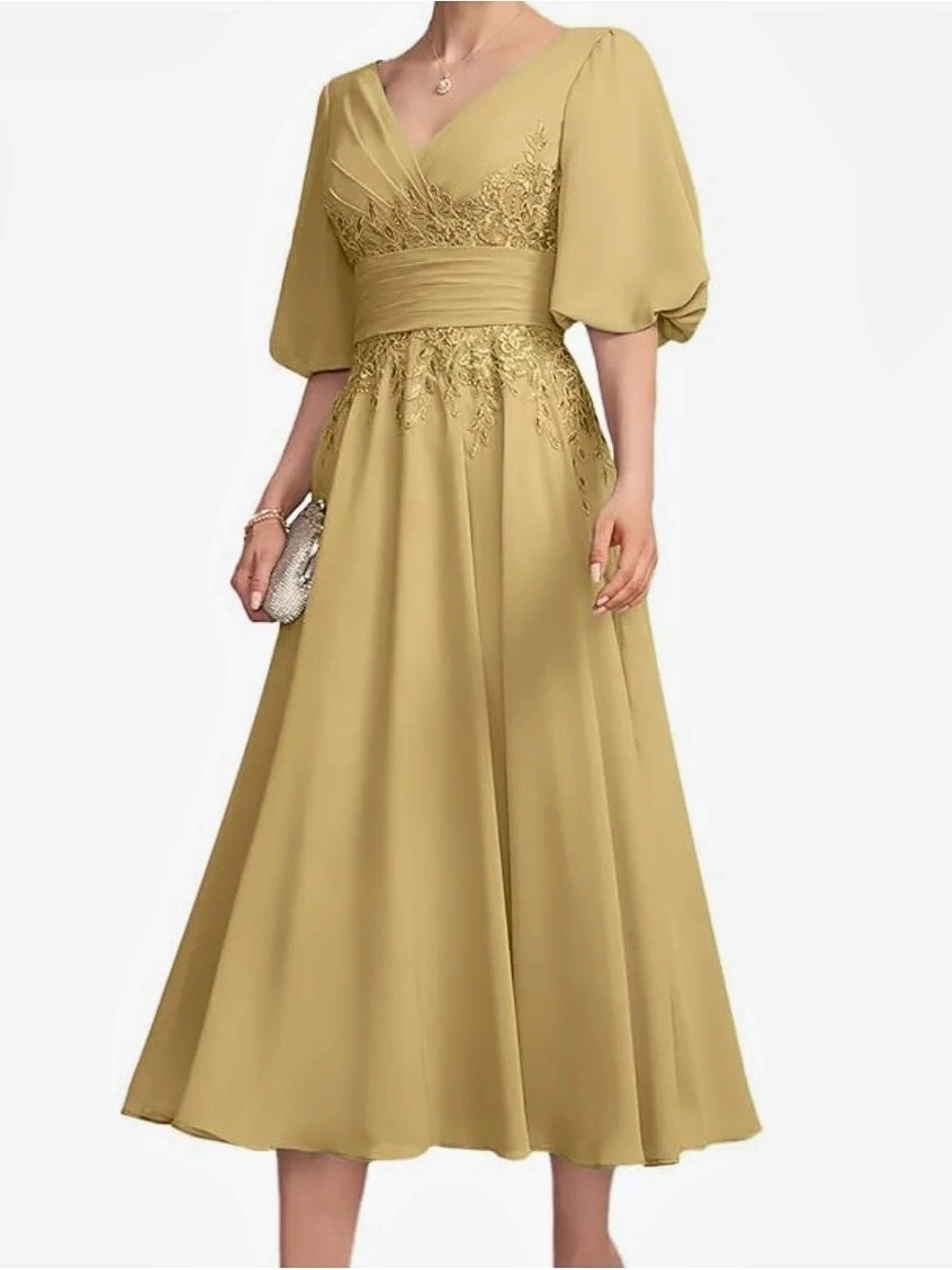 Embroidered Maxi Dress in Yellow Like New